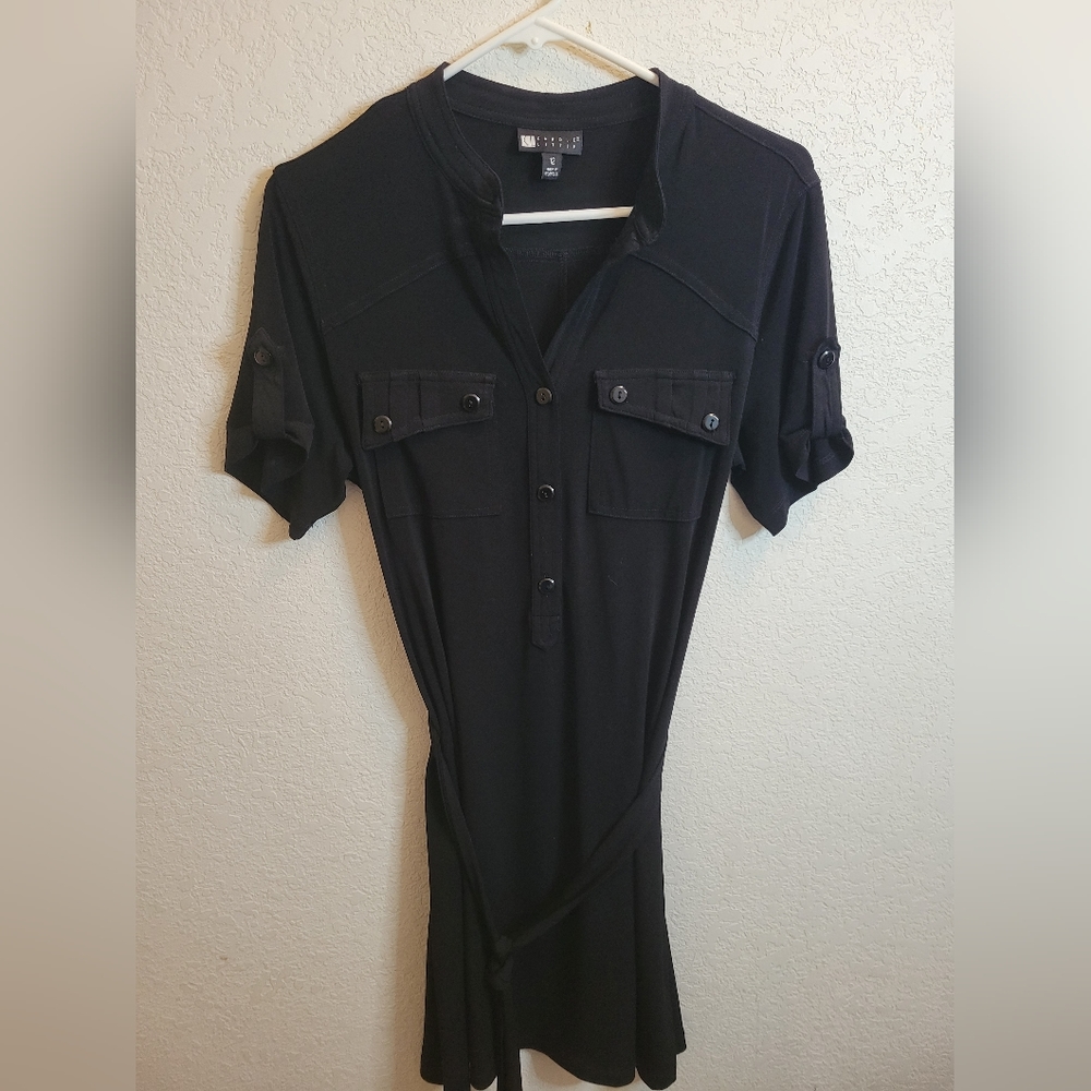 Collared Black Button Up Carole Little Dress Size 12